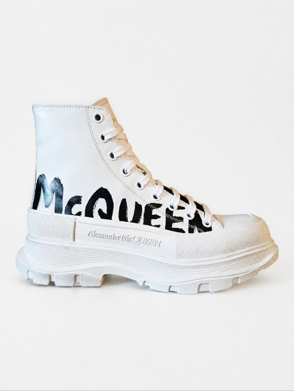 ALEXANDER MCQUEEN | Tread Slick Graffiti Leather High Top Boots EU 43 US 10 - Picture 2 of 11